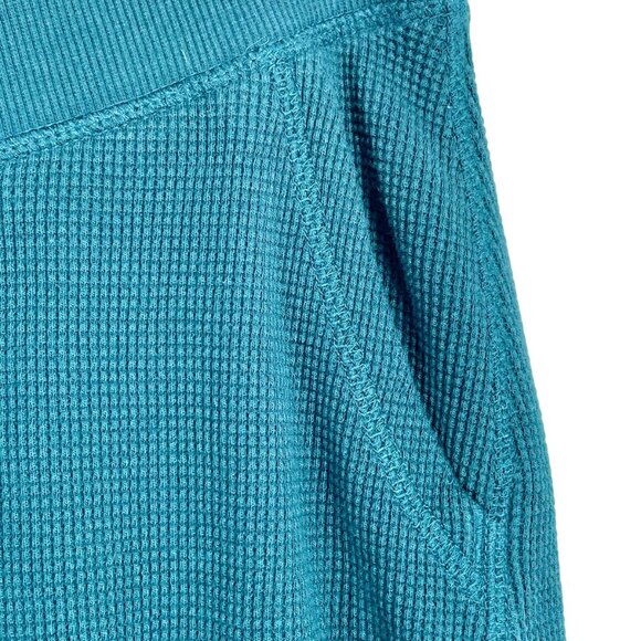 Pact Waffle Knit Joggers Pull-On Organic Cotton Teal Women Size L Elastic Waist - Picture 6 of 12